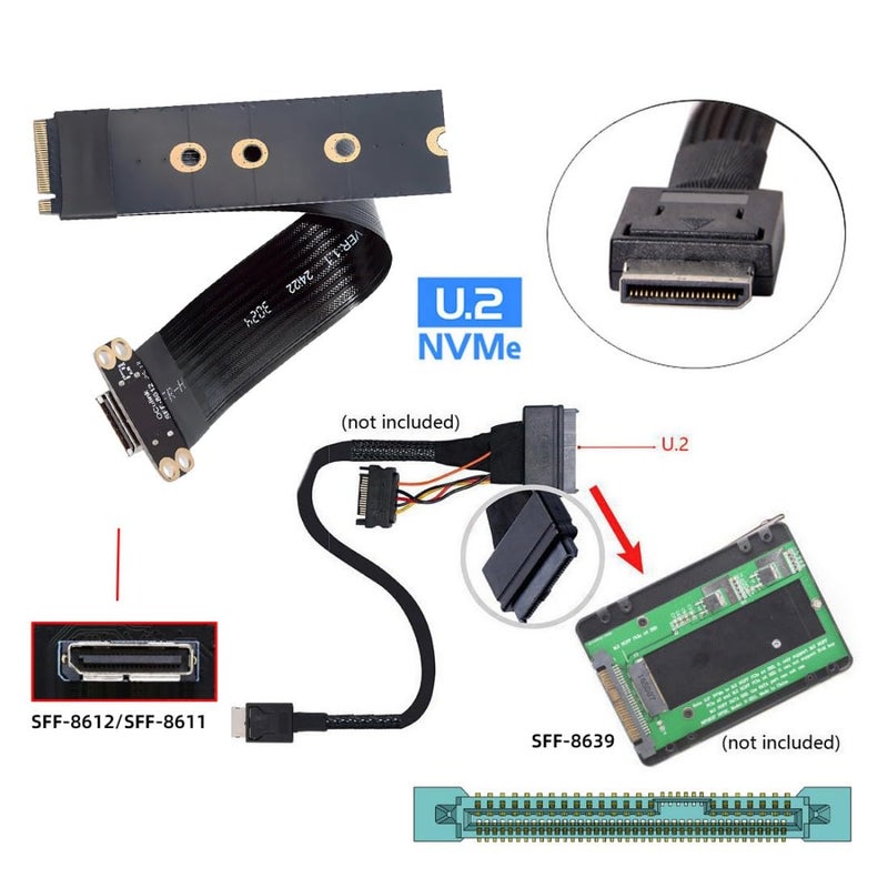 Chenyang Oculink SFF-8612 to PCI-E 4.0 NVME M.2 M-Key Host Ribbon Flex Extension Cable Adapter Support 2230/2242/2260/2280 for External Graphics Card & SSD - Image 2